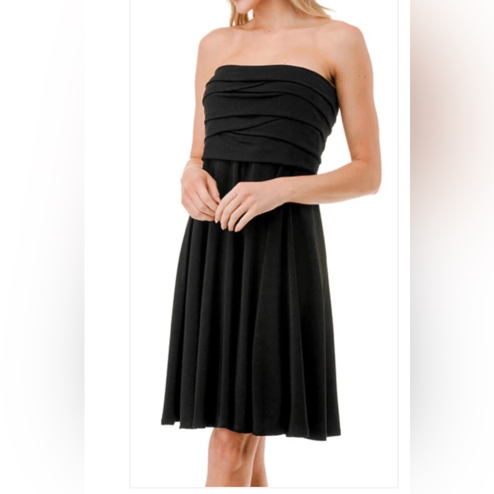 Strapless black dress, stretchy, size S